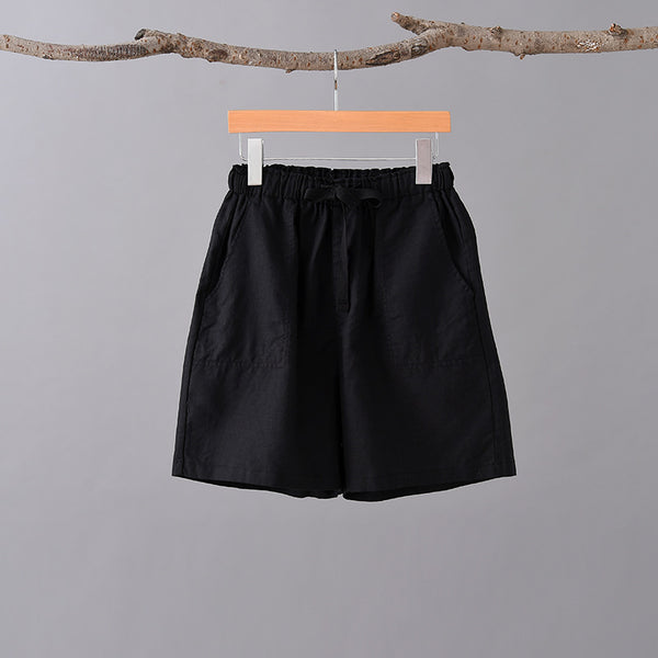 Women Simple Style Linen and Cotton Shorts