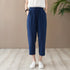 Women Casual Style Wrinkled Linen and Cotton Lantern Capri Pants