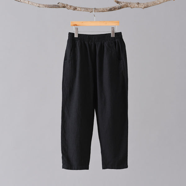 Women Retro Casual Style Linen and Cotton Lantern Cropped Pants