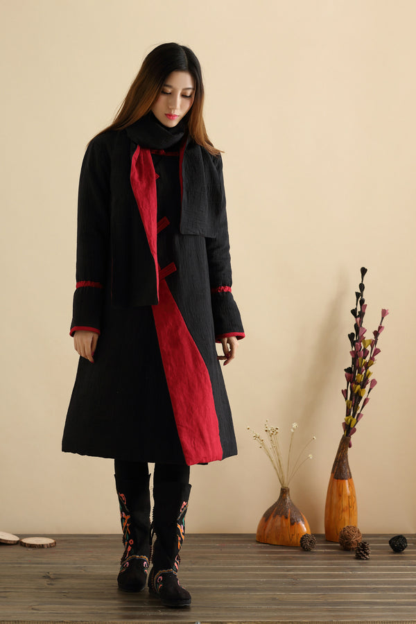 Women New Style Linen and Cotton Quilted Coat