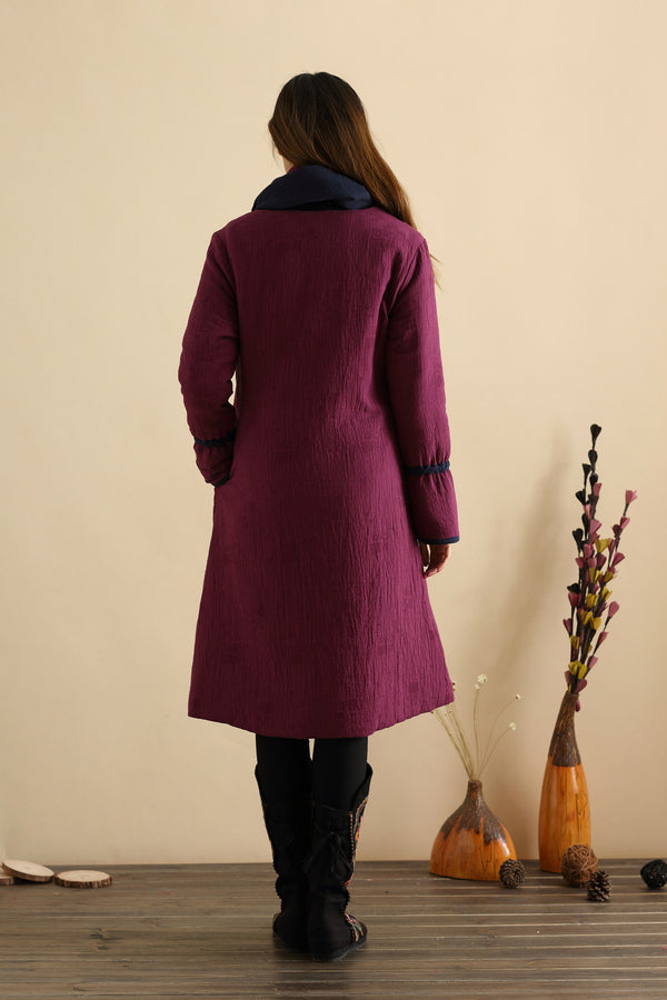 Women New Style Linen and Cotton Quilted Coat