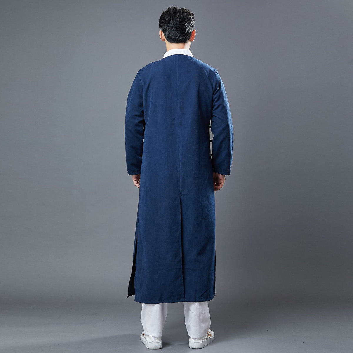 Men New Style "Polyester Peach Skin" Long Sleeve V Neck Cheongsam