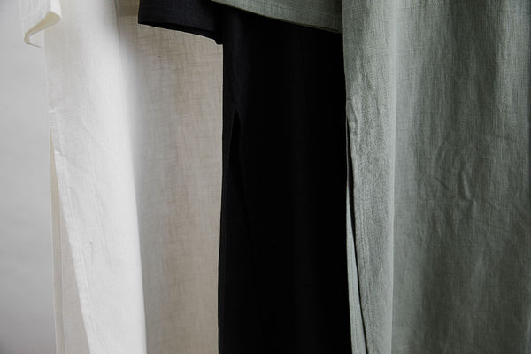 Men Modern Asian Style Linen Long Sleeve Round Neck Cheongsam