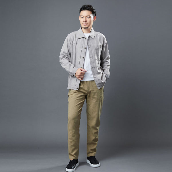 Men Classic Style Linen and Cotton Long Sleeve Jacket