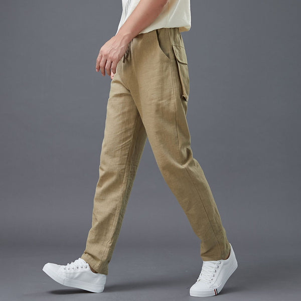 Men Casual Back Big Pockets New Style Linen Pants