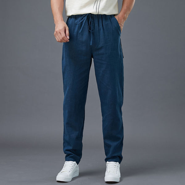 Men Casual Back Big Pockets New Style Linen Pants