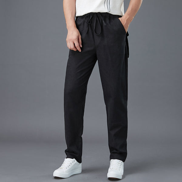 Men Casual Back Big Pockets New Style Linen Pants