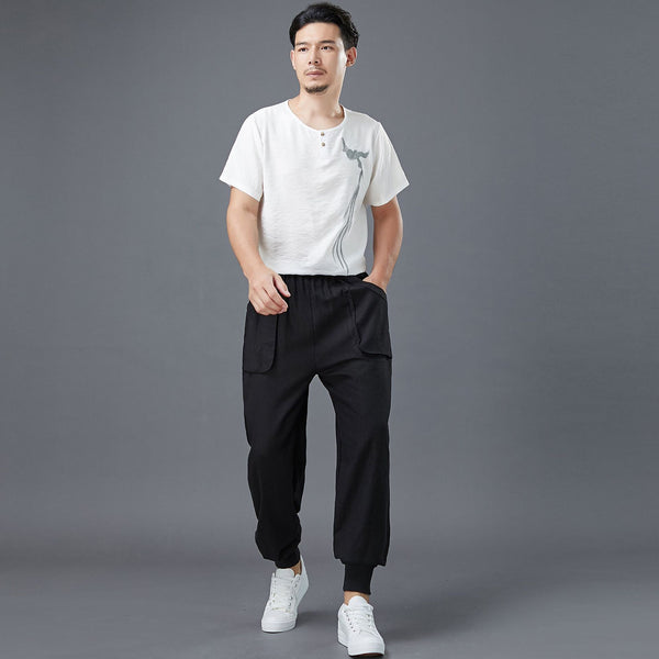 Men New Style Front Big Pocket Jogger Pants