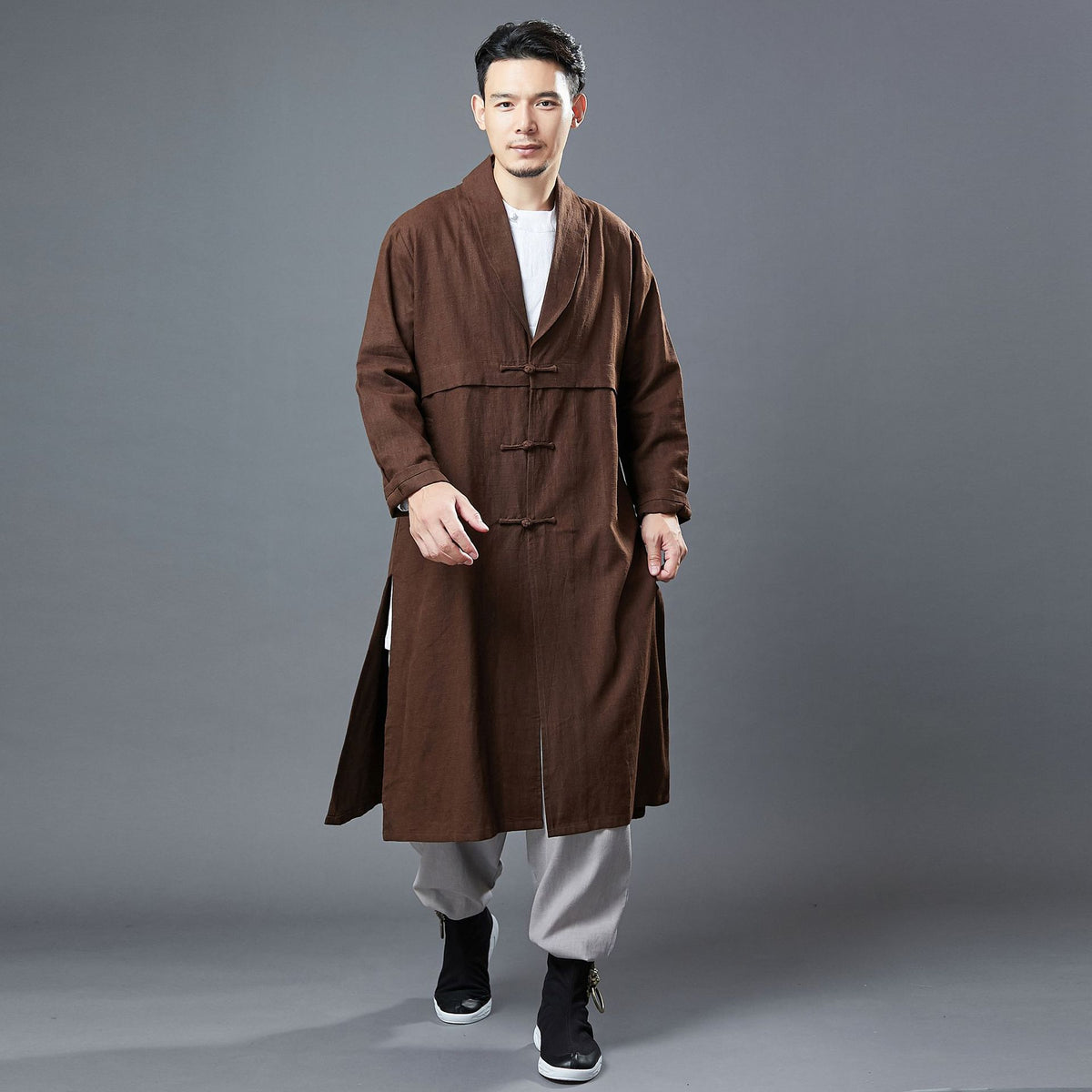 Men Retro Classic Style Linen and Cotton Coat