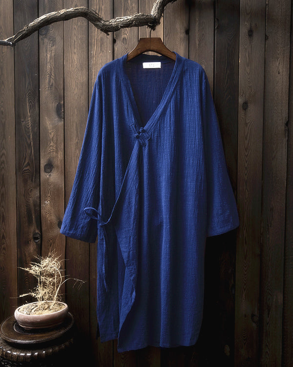 Women Thin and Soft Linen and Cotton Long-sleeved Coat