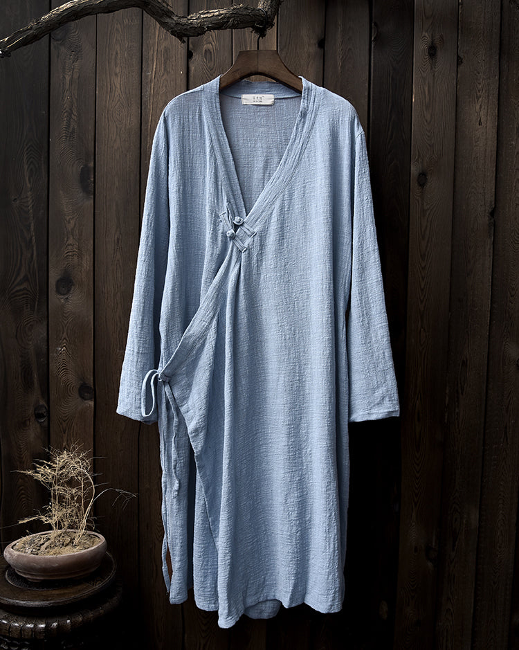 Women Thin and Soft Linen and Cotton Long-sleeved Coat