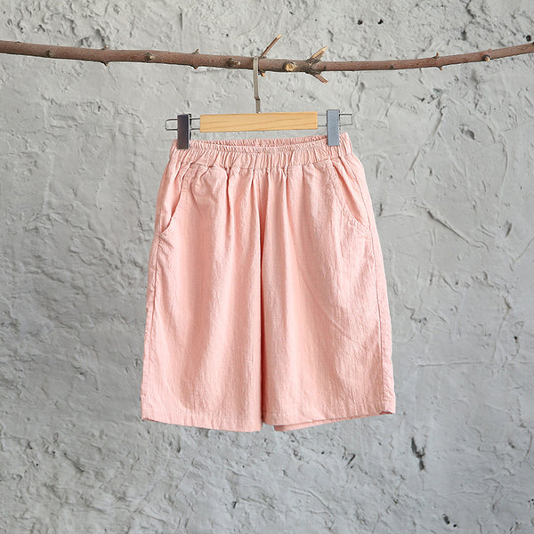 Women Loose Leisure Linen and Cotton Short