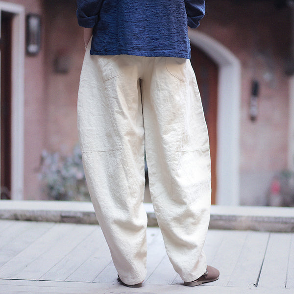 Women Lantern Style Linen and Cotton Pants