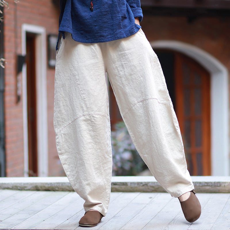Women Lantern Style Linen and Cotton Pants
