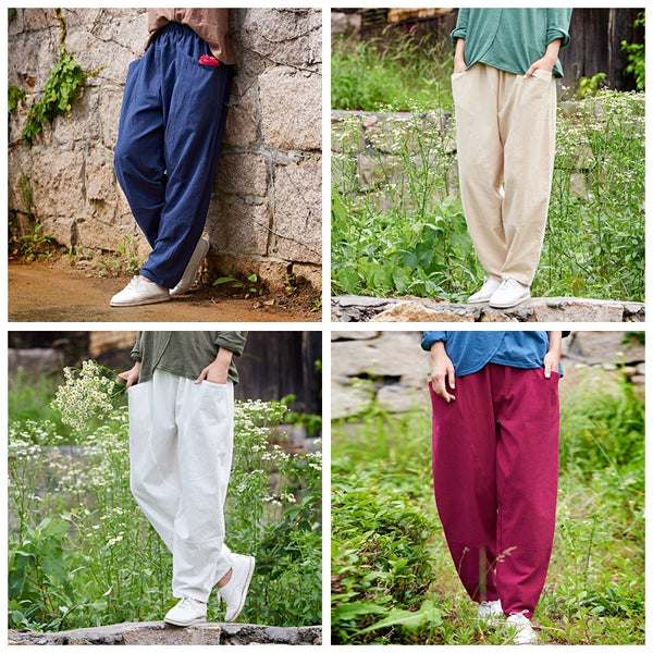 Women Casual Loose Style Linen and Cotton Pants