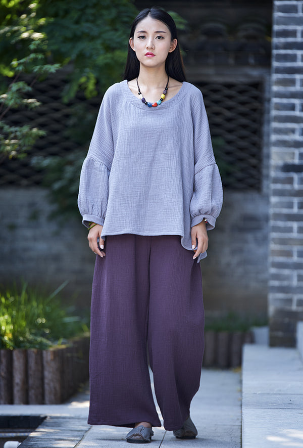 30% Sale!!! Women Casual Large Loose Wide Leg Linen and Cotton Pants