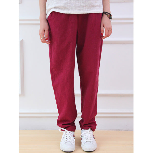 Women Soft Linen and Cotton Casual Pants