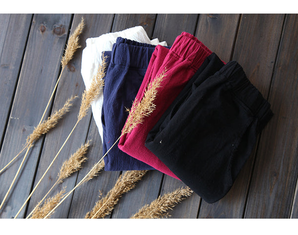 Women Soft Linen and Cotton Casual Pants