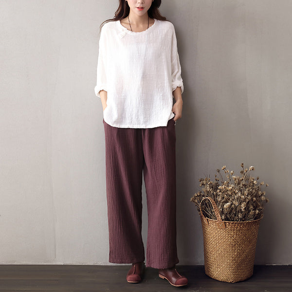 Women Loose Linen and Cotton Pants