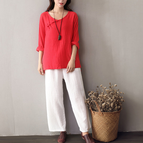 Women Loose Linen and Cotton Pants