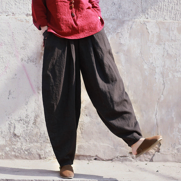 Women Yoga Lantern Style Loose Linen and Cotton Pants