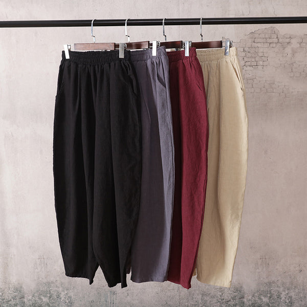 Women Yoga Lantern Style Loose Linen and Cotton Pants