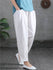 Women Sand-Washed Linen and Cotton Big Pocket Causal Cropped Pants