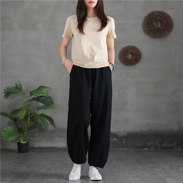 2021 Autumn NEW! Women Sport Style Lantern Leisure Linen and cotton Pants