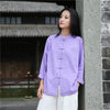 Women Retro TaiChi Buckle Style Linen and Cotton Cardigan Long Sleeve Shirt