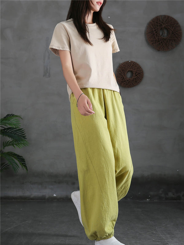 2021 Autumn NEW! Women Sport Style Lantern Leisure Linen and cotton Pants