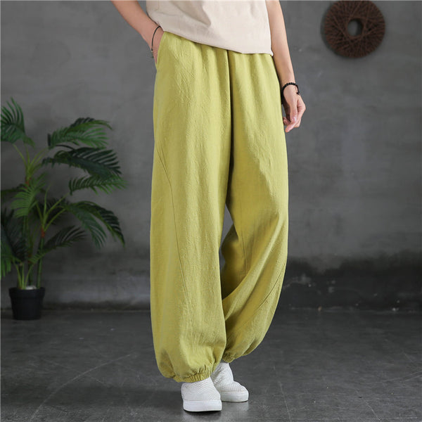 2021 Autumn NEW! Women Sport Style Lantern Leisure Linen and cotton Pants