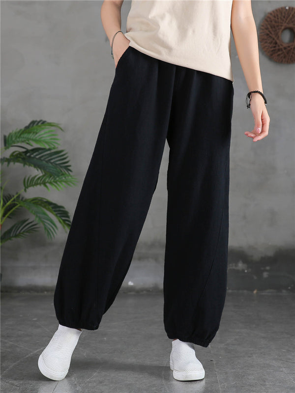 2021 Autumn NEW! Women Sport Style Lantern Leisure Linen and cotton Pants