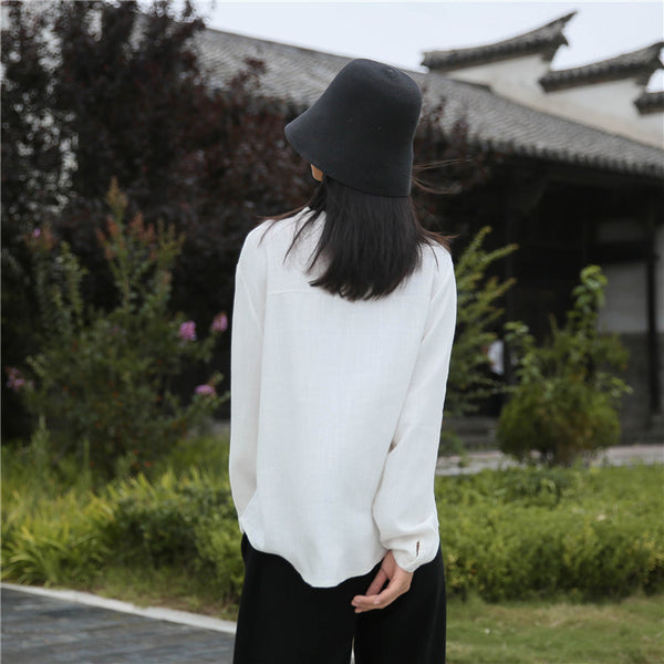 Women Casual Style Sand Washed Linen and Cotton Soft Light Cardigan Long Sleeve Shirt