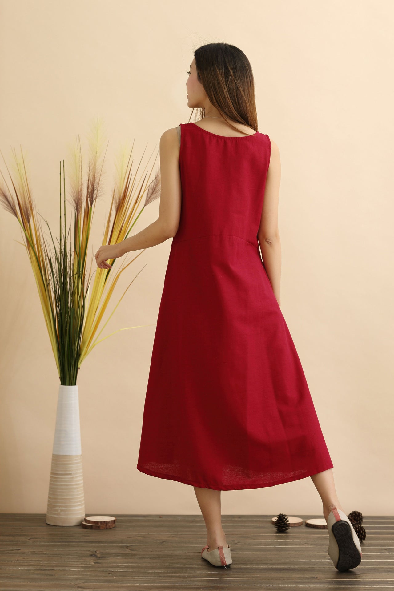 Linen Dress/ Pouf Dress/ Summer Linen Dress/ Tea Length Dress/ Casual Dress/ Green Dress/ Red Dress/ Blue Dress/ Sleeveless Dress Blue Linen Dress/ Pouf Dress/ Summer Linen Dress/ Tea Length Dress/ Casual Dress/ Green Dress/ Red Dress/ Blue Dress/ Sleeveless Dress Blue