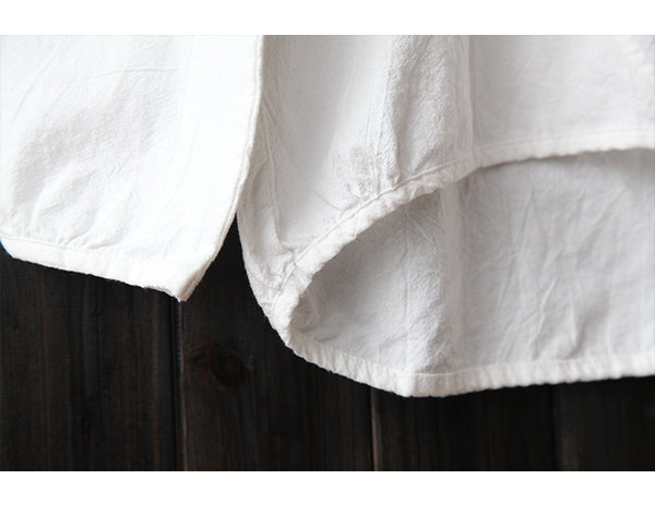 Women Linen and Cotton T-Shirt – original cotton and linen art loose large size long-sleeved base t-shirts