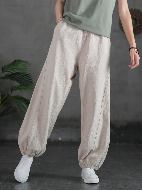 2021 Autumn NEW! Women Sport Style Lantern Leisure Linen and cotton Pants