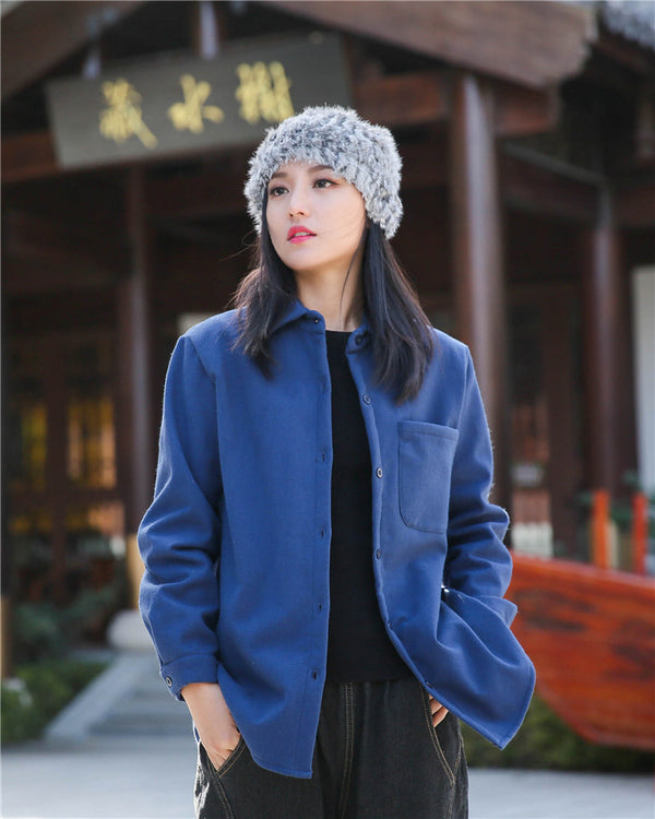 Women Casual Shirt Style Linen and Cotton Jacket