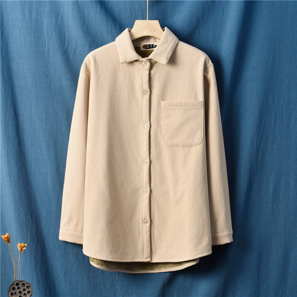Women Casual Shirt Style Linen and Cotton Jacket