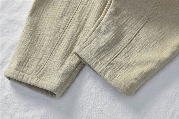 Women Wrinkle Linen and Cotton Lantern Pants With Velvet Inside