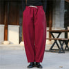 Women Exotic Style Wrinkle Linen and Cotton Lantern Pants With Velvet Inside