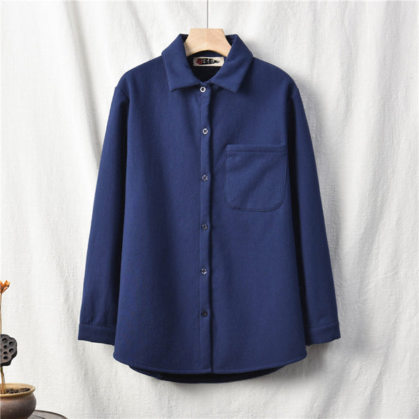 Women Casual Shirt Style Linen and Cotton Jacket