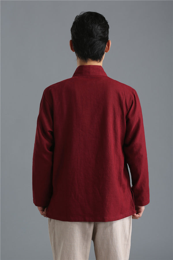 Men Zen Style HangFu Linen and Cotton Tops