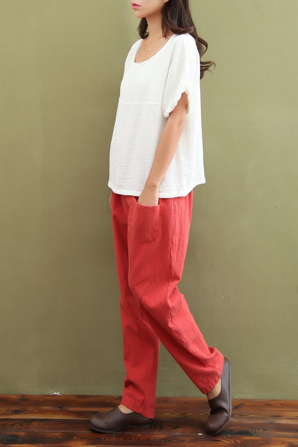 Women Casual Linen and Cotton Pants