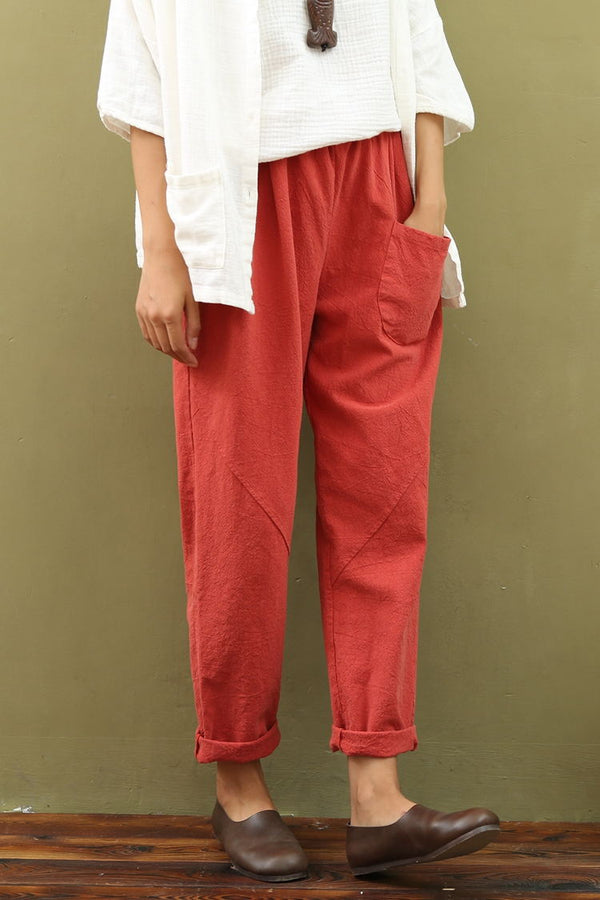 Women Casual Linen and Cotton Pants