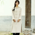 Women Simple Pure Color Linen and Cotton Witch Style Coat Hoodie