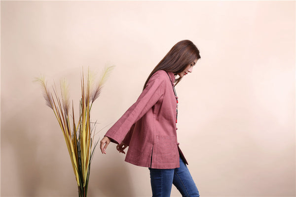 Women Chinese Traditional Style Linen and Cotton KungFu TaiChi HanFu Top