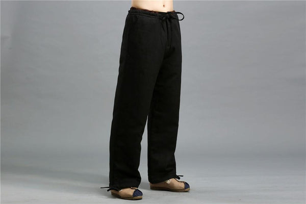 30% Sale!!! Men Casual Pure Color Cotton and Linen Loose KungFu Quilted Pants | Leg Opening with Elastic Band