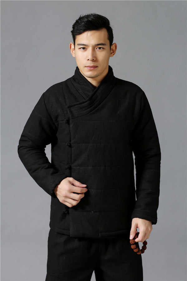 Men Modern Style Linen and Cotton Quilted Jacket