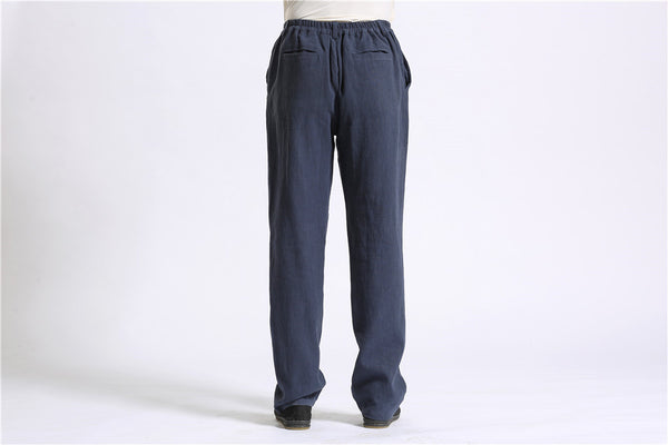 30% Sale!!! Men Pure Color Cotton and Linen Straight Type Casual Pants