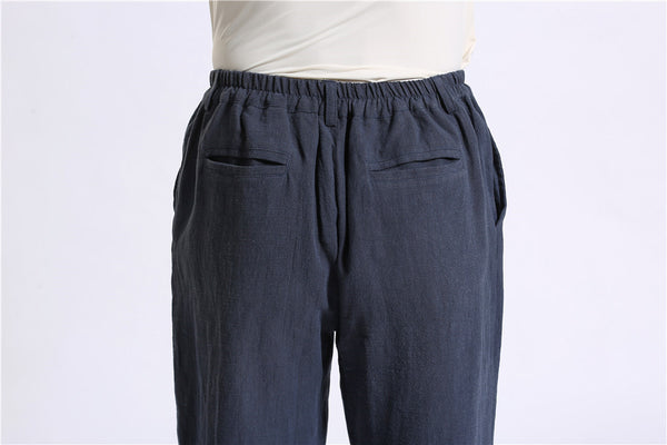 30% Sale!!! Men Pure Color Cotton and Linen Straight Type Casual Pants